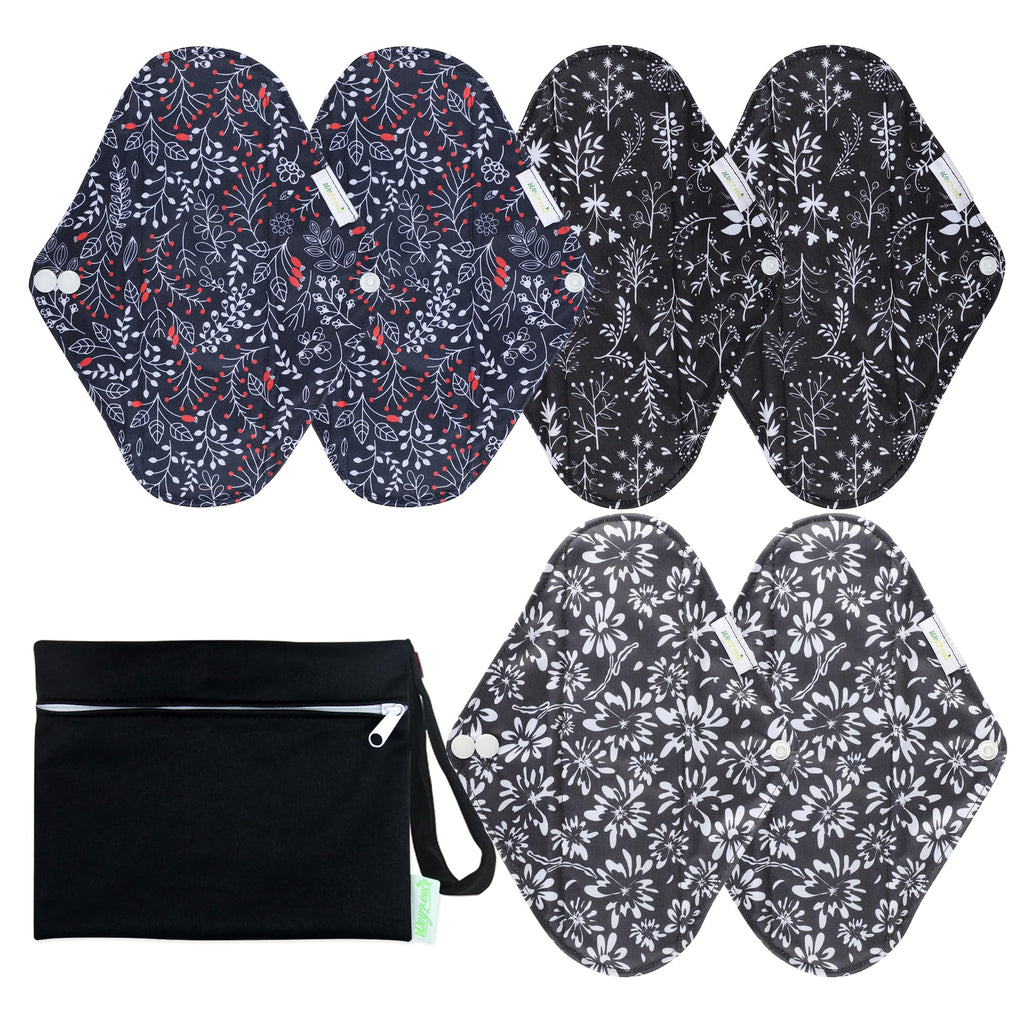 wegreeco Charcoal Reusable Sanitary Pads - Cloth Sanitary Pads | Light Incontinence Pads | Reusable Menstrual Pads - 1 Cloth Min