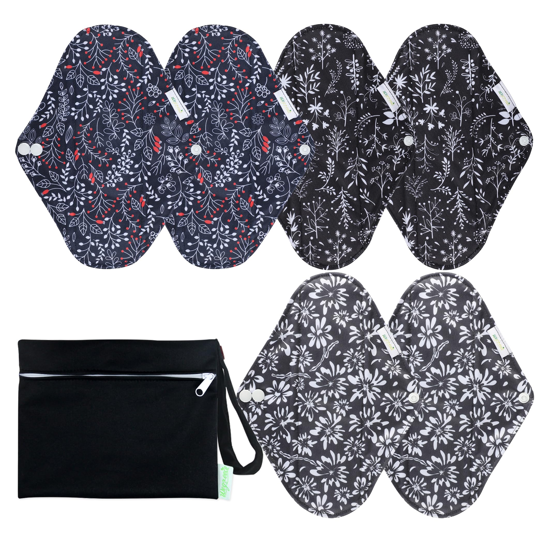 wegreeco Charcoal Reusable Sanitary Pads - Cloth Sanitary Pads | Light Incontinence Pads | Reusable Menstrual Pads - 1 Cloth Min