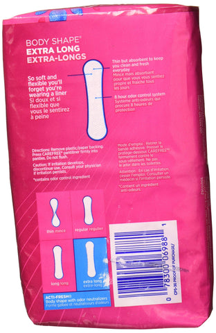 Carefree Acti-Fresh Extra Long 36 Count Liner To Go (2 Pack)