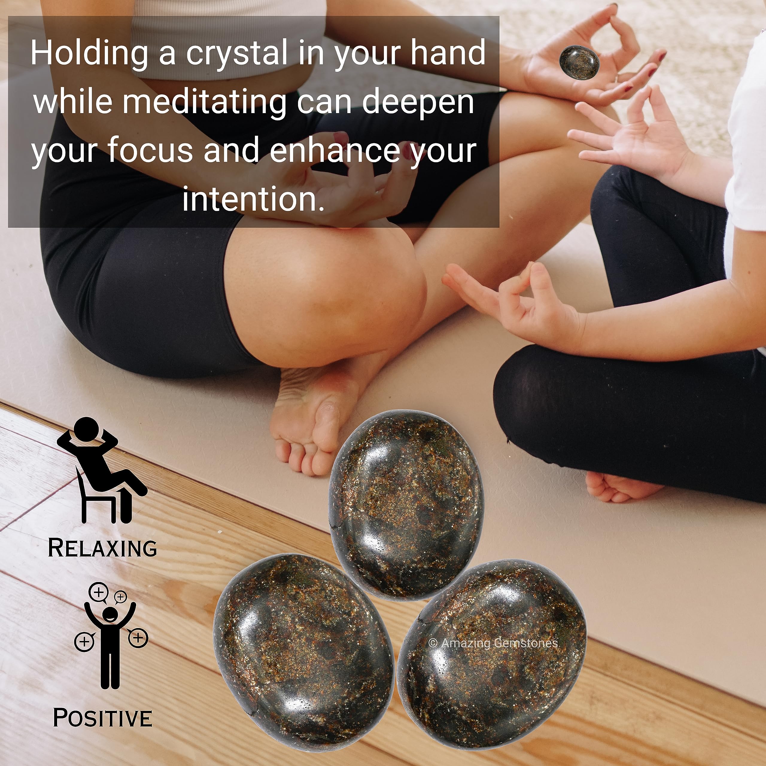 Garnet Crystals and Healing Stones - Large Palm Stone Crystals Piedra - Crystal for Good Luck, Balanced Positive Energy, Meditat