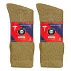 6 Pairs of Cotton Diabetic Non-Binding Neuropathy Crew Socks (Khaki, Fits Mens Shoe Size 9-12/Womens Shoe Size 10-13)