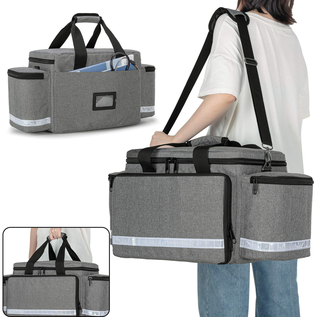 Trunab Professional Medical Bag, First Aid Storage Bag, Empty Emergency Responder Trauma Bag with Inner Dividers and No-Scratch