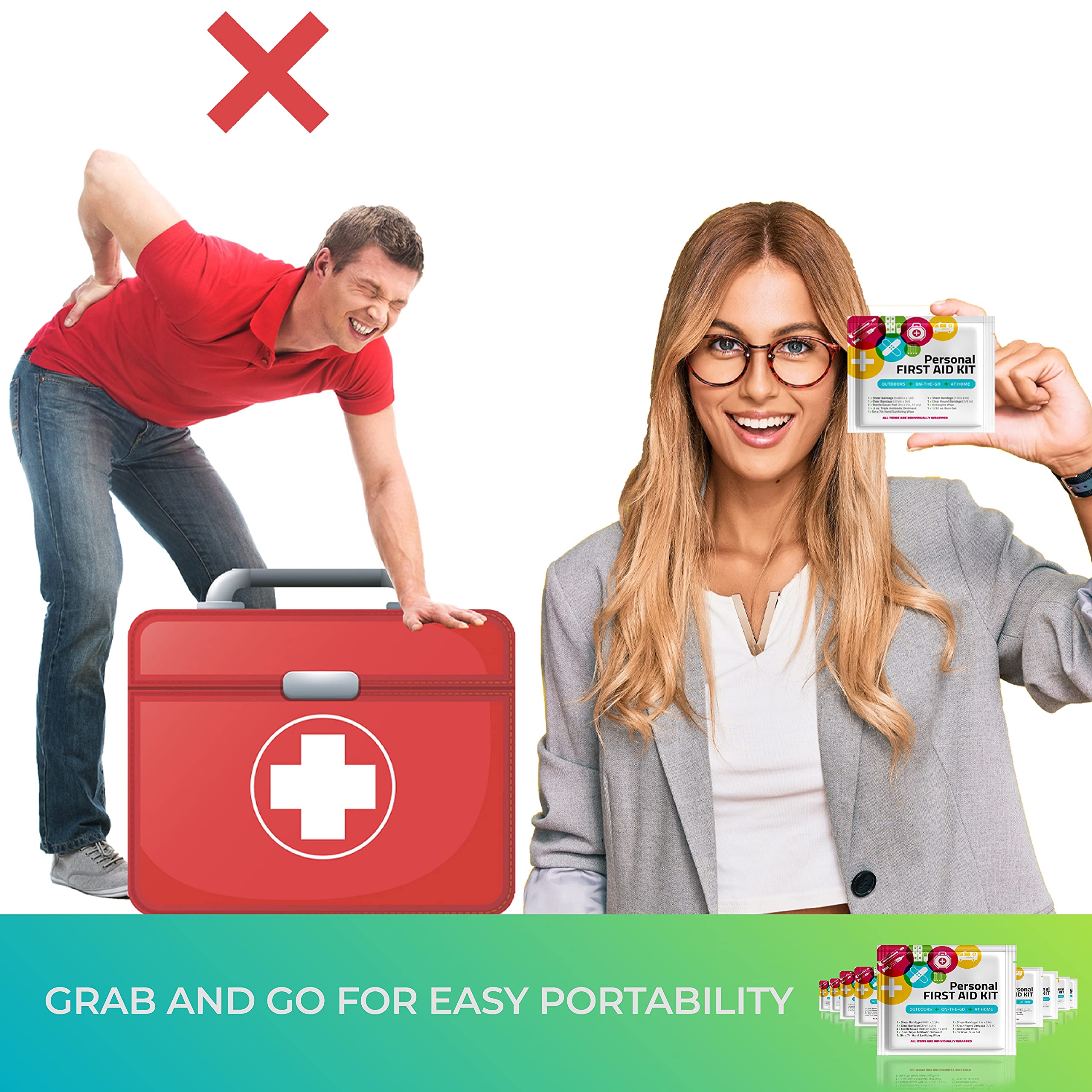 3 x Portable Travel Size First Aid Kit | Perfect for Home, Office, Car, School, Business, Travel, Hiking, Hunting, and Outdoors