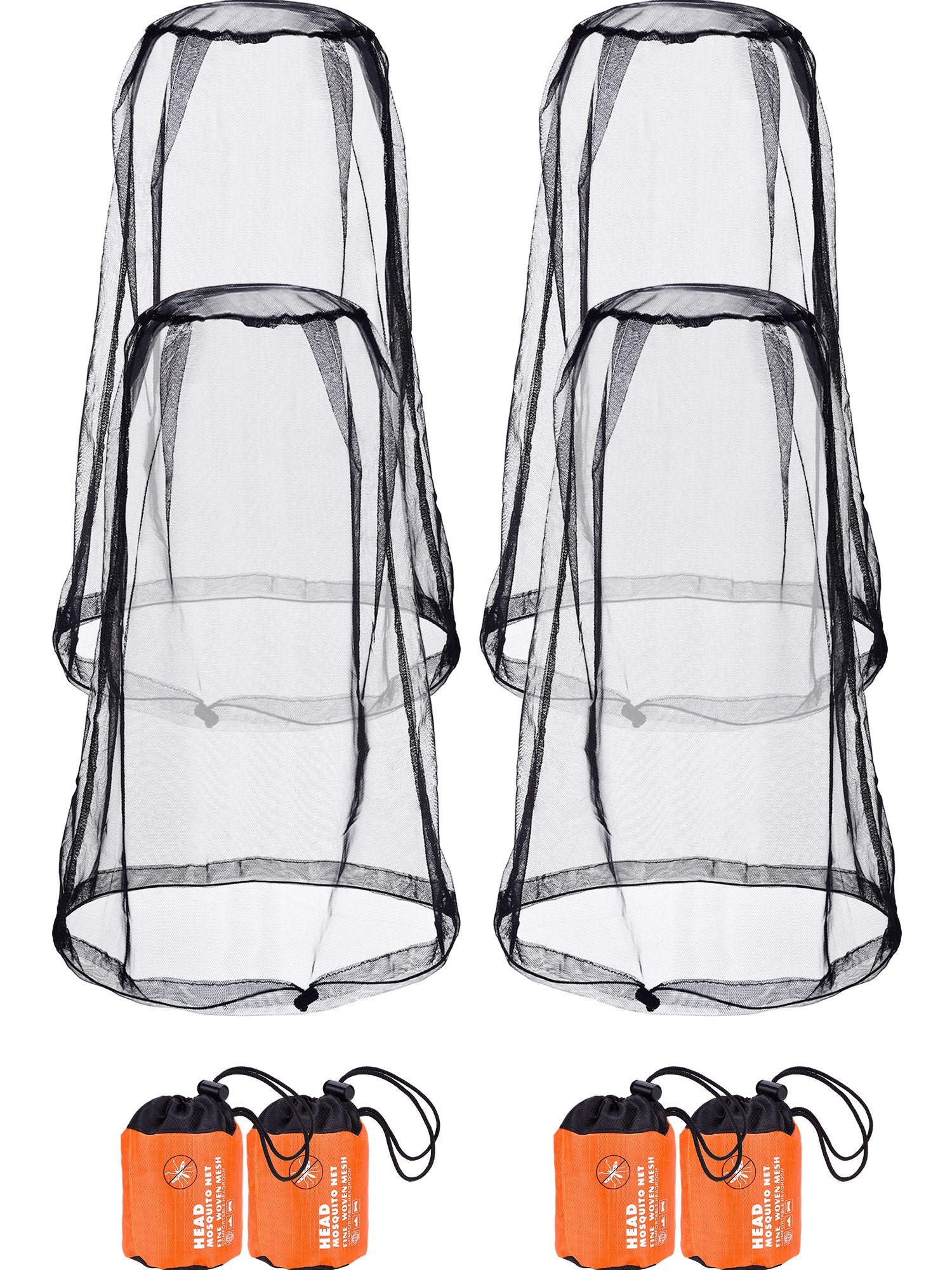 Hestya 4 Pack Mosquito Face Mesh Net Protecting Net for Outdoor Hiking Camping Climbing Mosquito Fly Insects Preventing (Black)