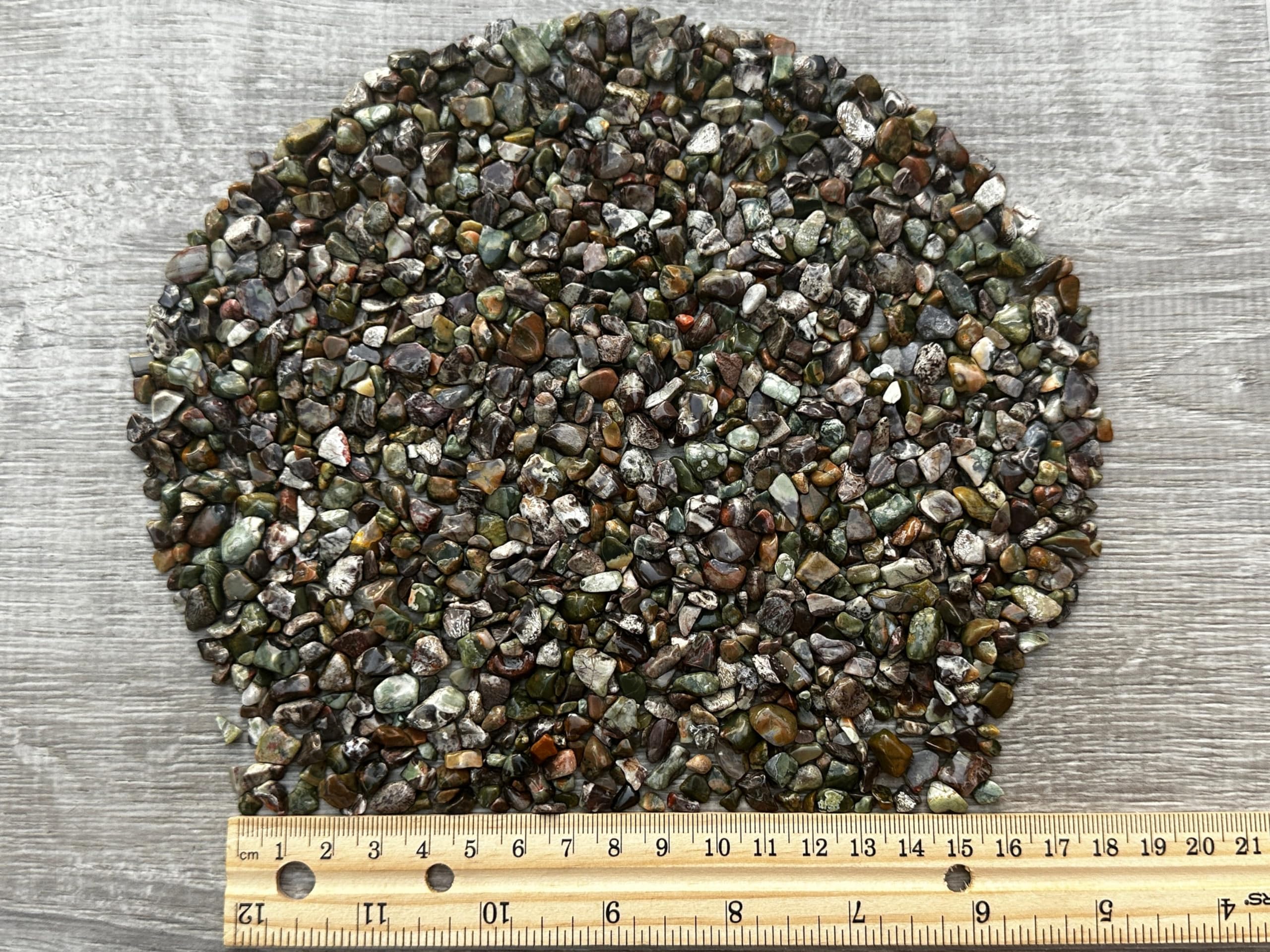 GAF TREASURES 2 oz Lot Natural Semi Tumbled Rhyolite Gemstone Chips, Crushed Mini Rhyolite Crystals, Undrilled Crystal Chips (Rh