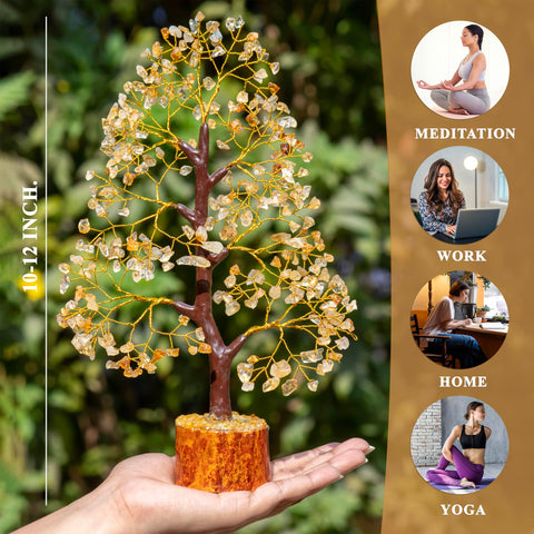 Citrine Gemstone Tree of Life - Chakra Healing Stones for Positive Energy Crystal Tree Reiki Healing Yellow Stone Energy Generat