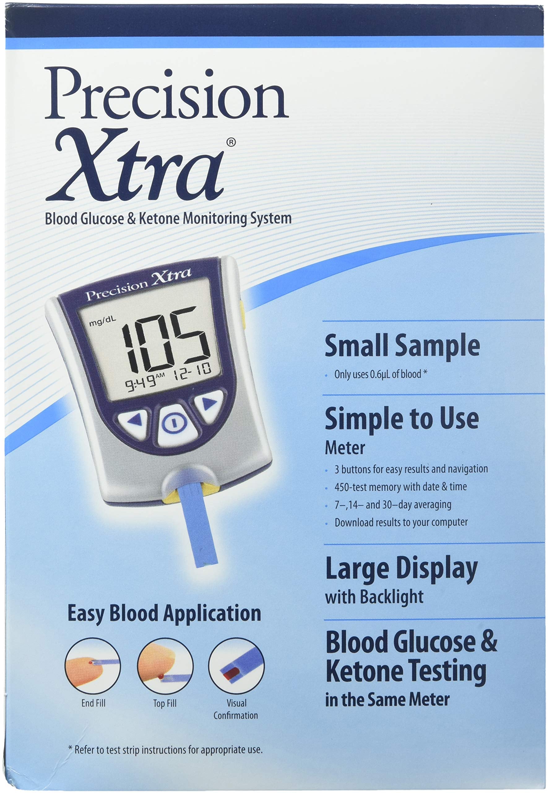 DSS Precision Xtra Blood Glucose Meter Kit, Results in 5 seconds, Strips Not Included (1 Kit)