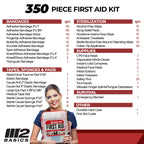 M2 BASICS Professional 350-Piece First Aid Kit - First Aid Kit for Car, Home, Office, Business & Vehicles - Organized Dual-Layer