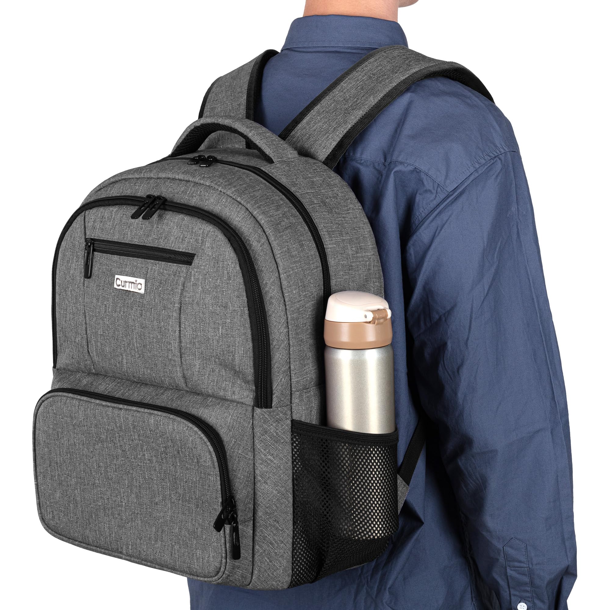 CURMIO CPAP Travel Backpack - Compatible for ResMed AirSense & Philips System One, Carry On Bag for CPAP Machine & Supplies, Gra