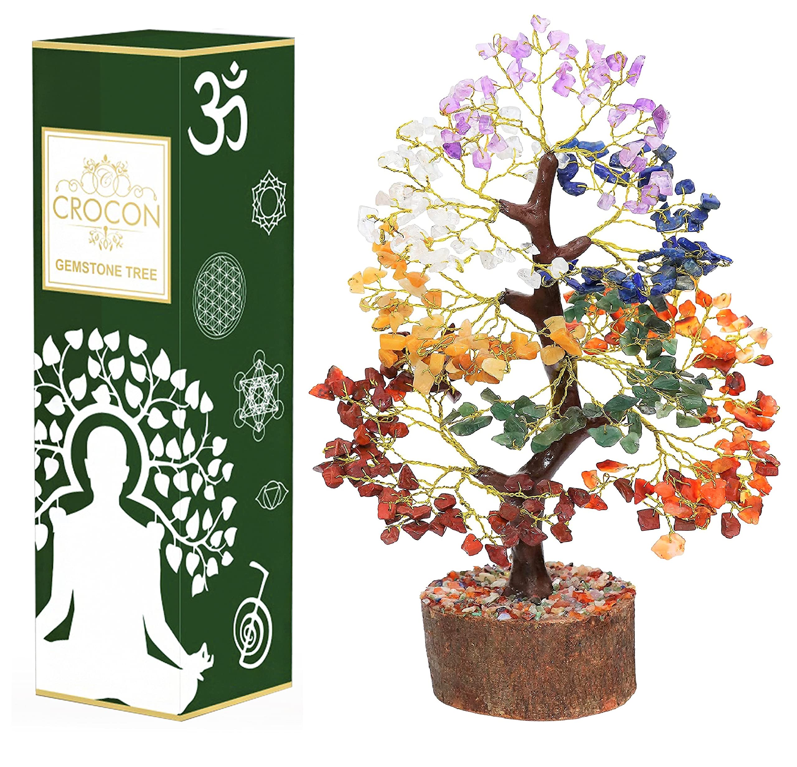 7 Chakra Crystal Tree of Life - Handmade Feng Shui Bonsai, Attract Good Luck - Gemstone Tree, Home Decoration Crystals - Seven C