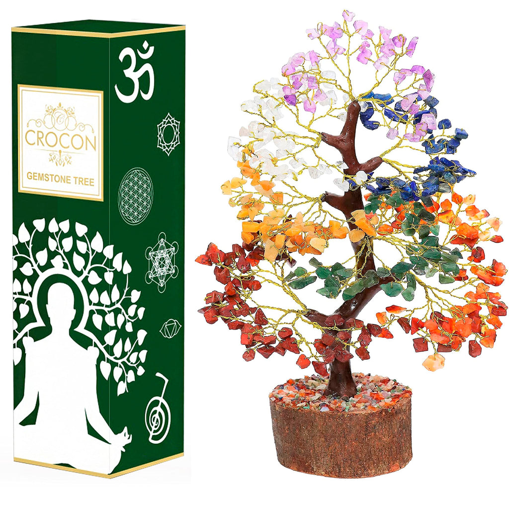7 Chakra Crystal Tree of Life - Handmade Feng Shui Bonsai, Attract Good Luck - Gemstone Tree, Home Decoration Crystals - Seven C