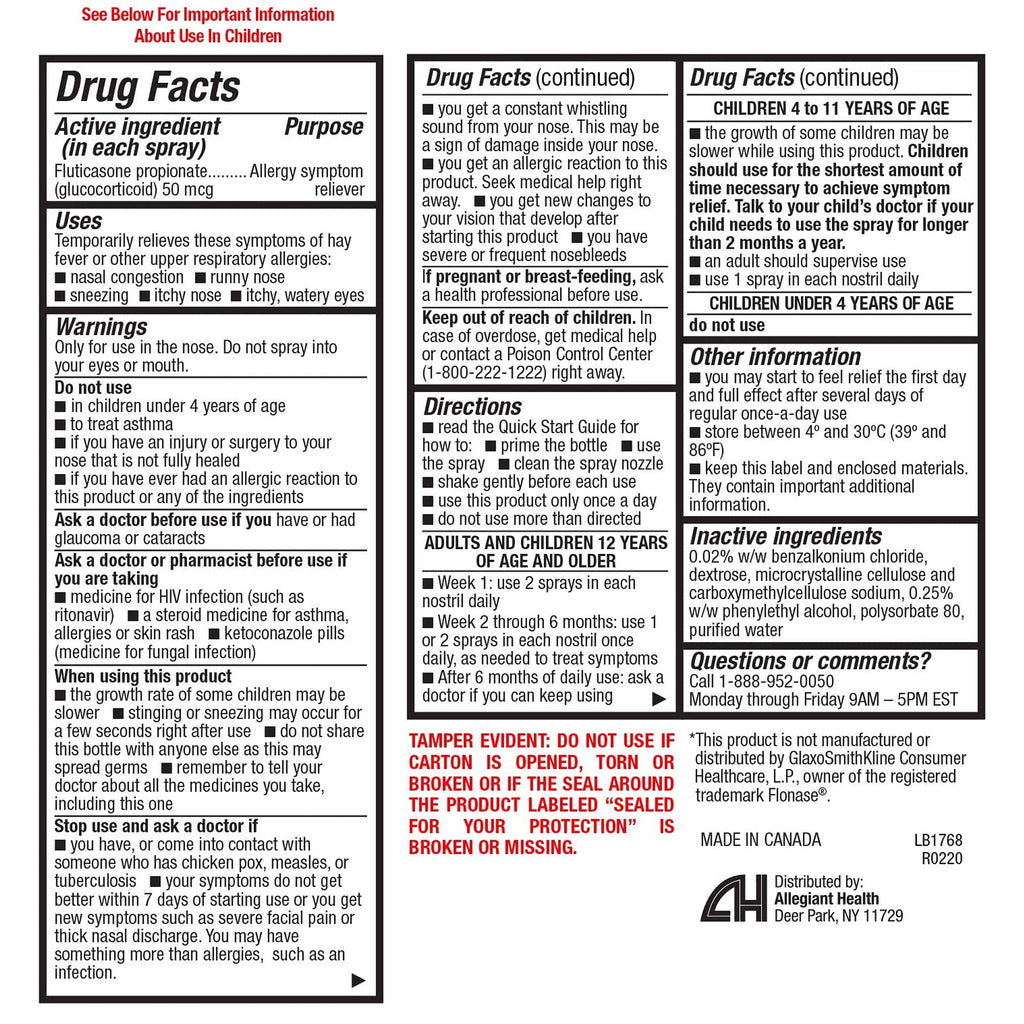 HealthA2Z Fluticasone Propionate Nasal Sprays | Allery Relief Spray | Runny Nose | Nasal Congestion | Sneezing | Itchy Watery Ey