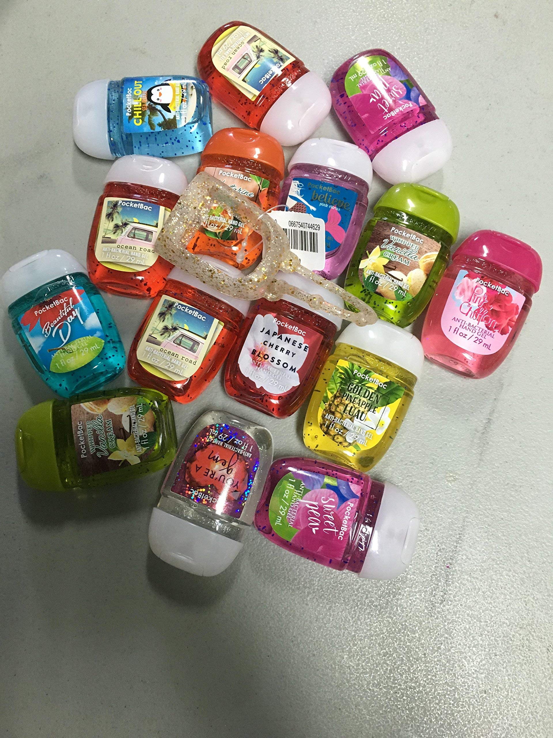 Bath & Body Works Pocketbacs (15) Sanitizing Gels Mixed Bundle (1) Free Holder