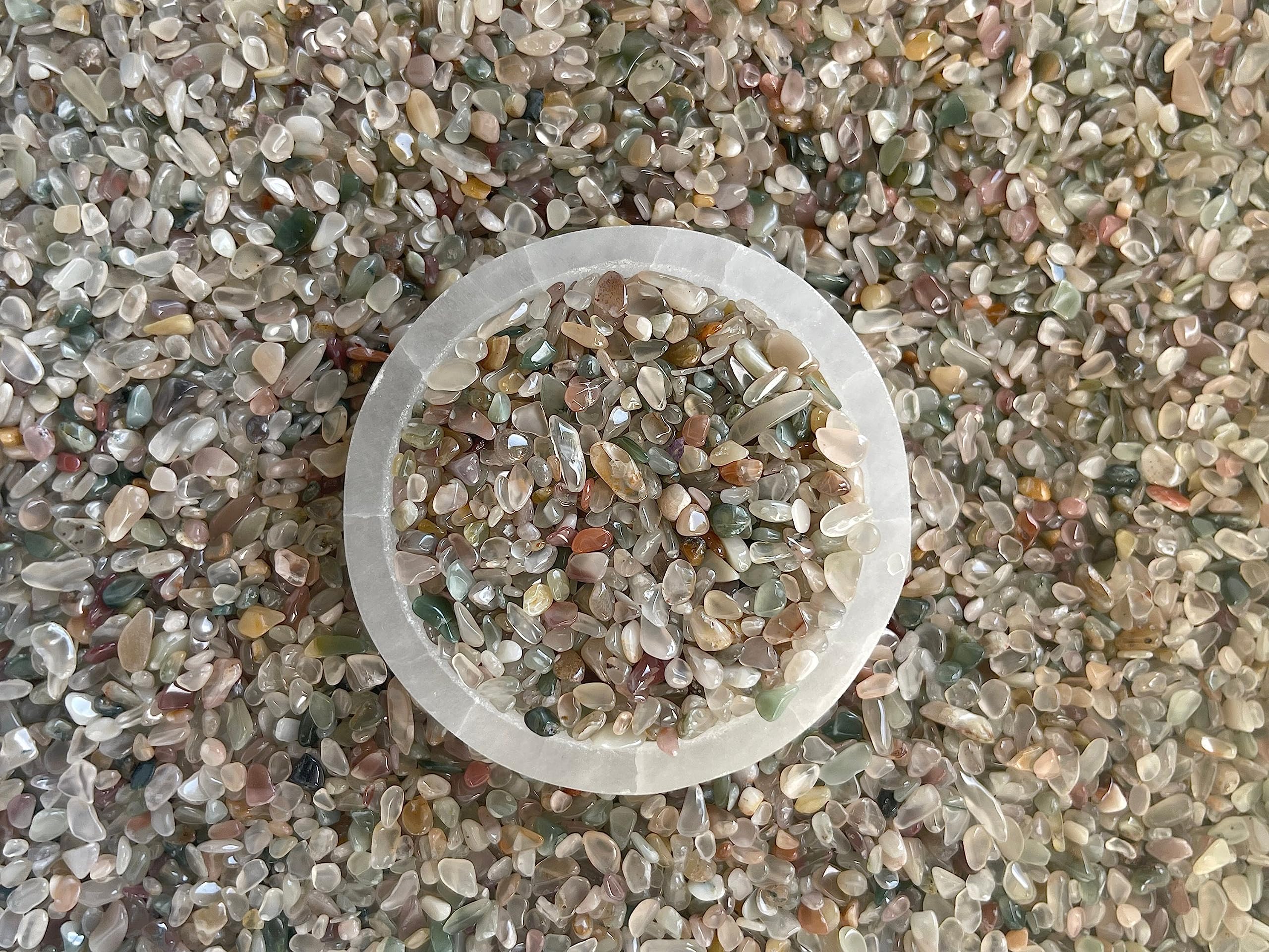 2 oz Lot Natural Semi Tumbled Gemstone Chips, Crushed Mini Crystals, Undrilled Crystal Chips (Mixed Agate)