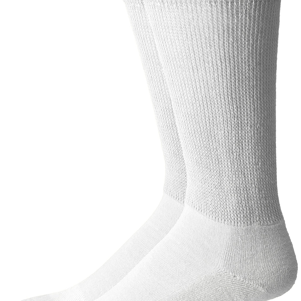 Top Flite Men's Diabetic Non-Binding Cushion Crew Ultra Dri Socks 2 Pair Pack, White, Large