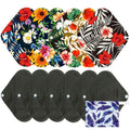 7pcs Pack Cloth Pads Including 1pc Mini Wet Bag +6pcs Bamboo Charcoal Cloth Reusable Menstrual Pads/Reusable Sanitary Pads/Mama 
