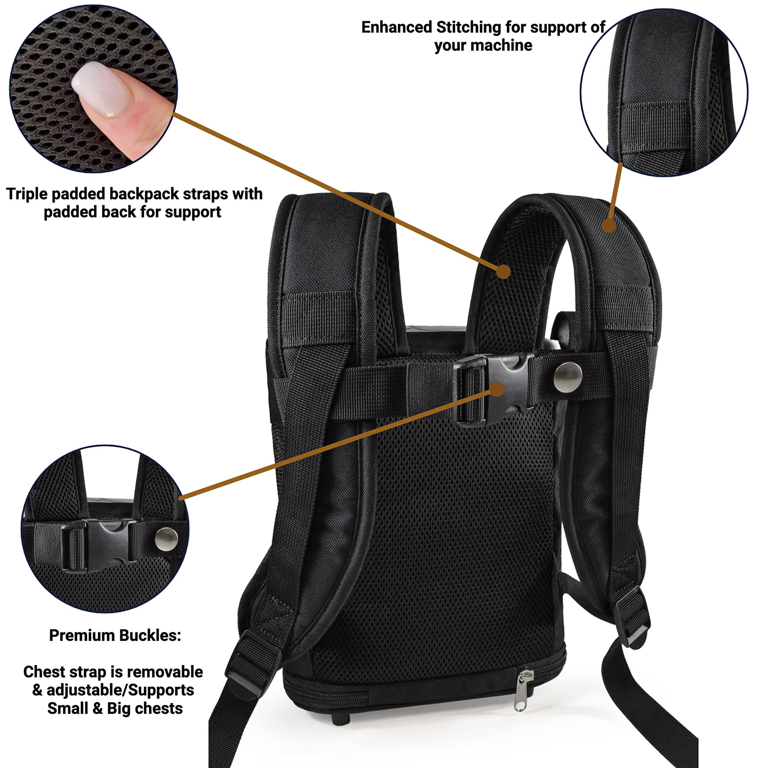 O2TOTES Ultra Lightweight Backpack Fit For Inogen One G3 & OxyGo (Patented Design) (black) Lightweight at under 14 ounces, Backp