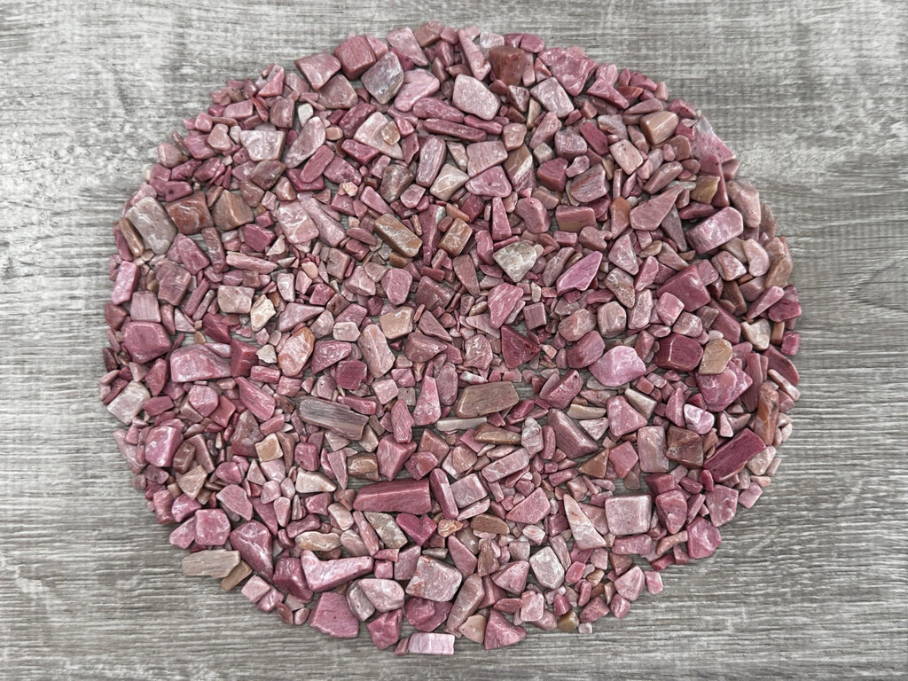 GAF TREASURES 2 oz Lot Natural Semi Tumbled Gemstone Chips, Crushed Mini Crystals, Undrilled Crystal Chips (Pink Opal)