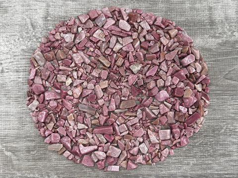GAF TREASURES 2 oz Lot Natural Semi Tumbled Gemstone Chips, Crushed Mini Crystals, Undrilled Crystal Chips (Pink Opal)