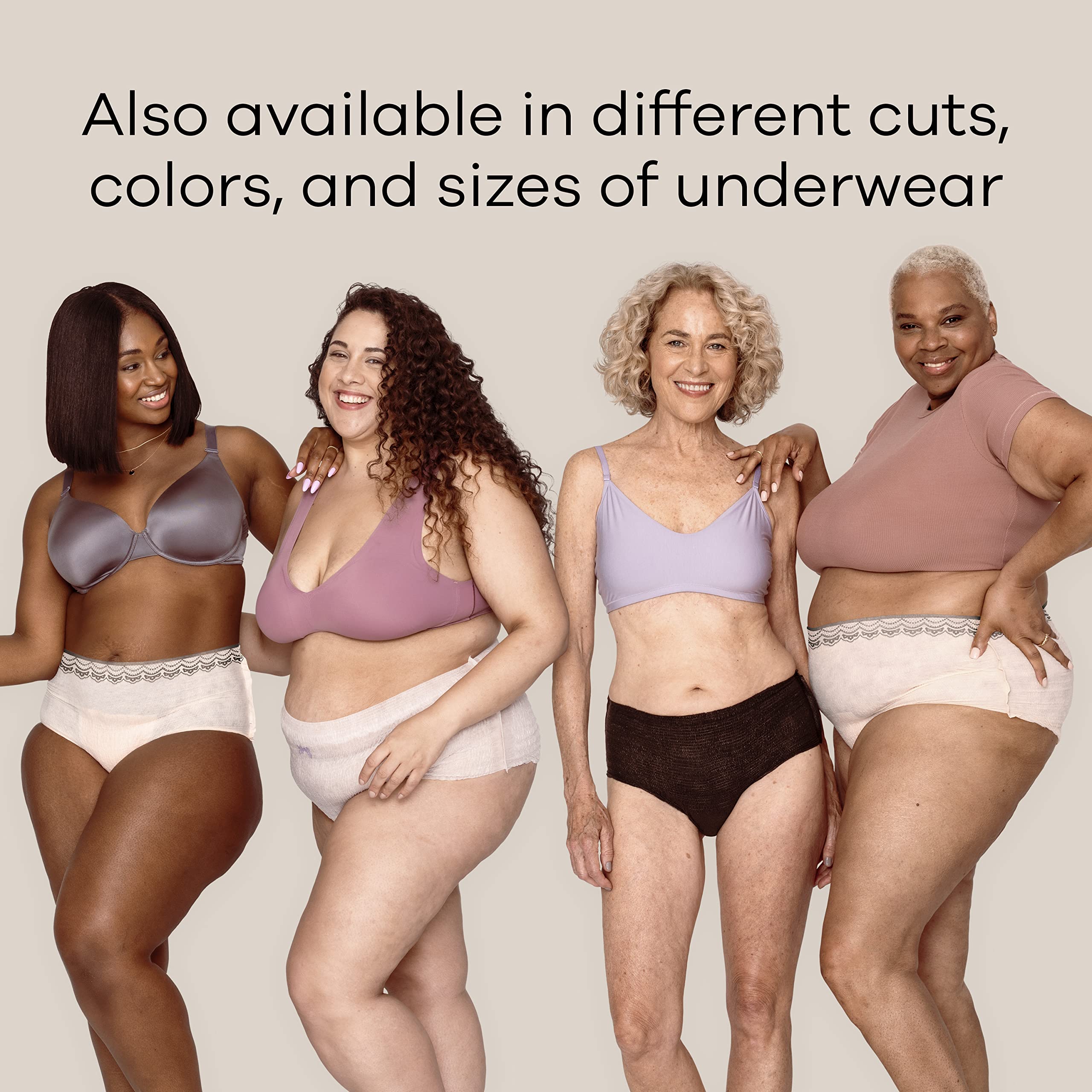 Always Discreet Boutique Adult Incontinence & Postpartum Underwear For Women, Low-Rise, Size Large, Black, Maximum Absorbency, D