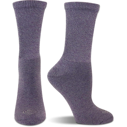 Doctor's Choice Women's Diabetic Socks, Non-Binding, Circulatory, Cushioned, Crew Socks for Swollen Feet, 4 Pack, Pink & Purple,