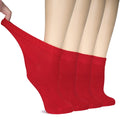 Hugh Ugoli Women Diabetic Ankle Socks, Super Soft & Thin Bamboo Socks, Wide & Loose, Non-Binding Top & Seamless Toe, 4 Pairs, Re