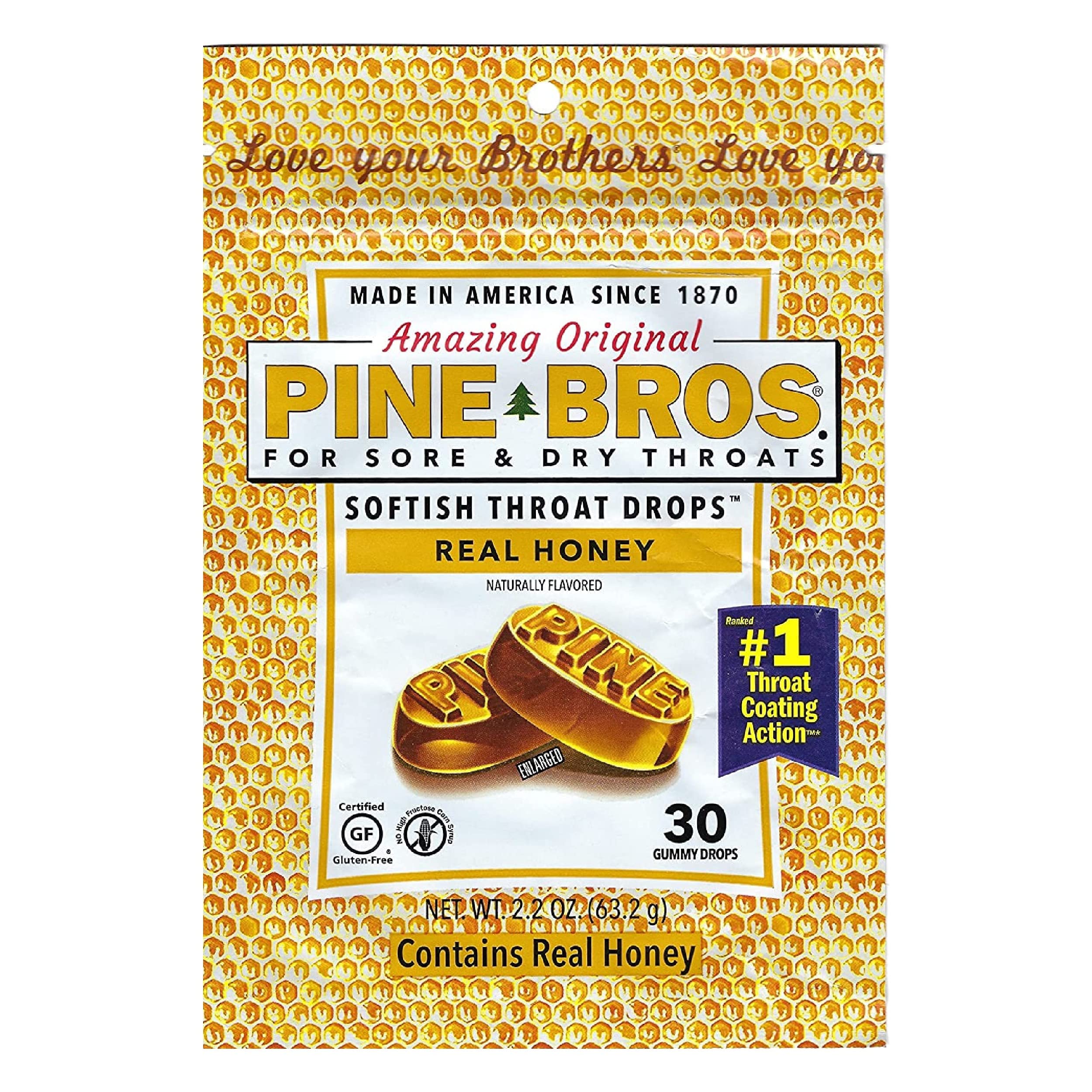 Pine Bros. Bundle-Two Flavors Softish Throat Drops, Natural Honey 30 Ct / Wild Cherry 30 Ct