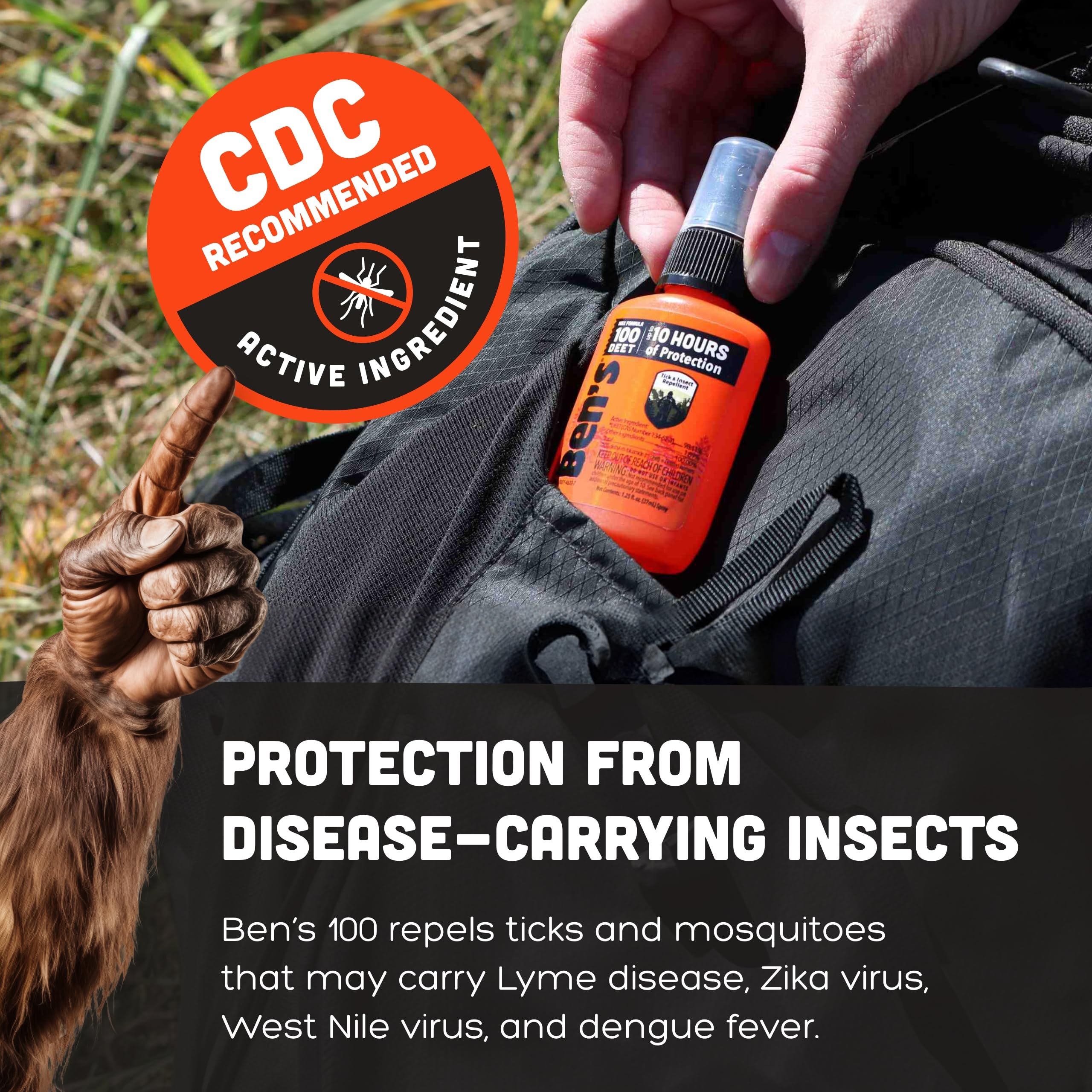 Bens 100 Tick & Insect Repellent - Alcohol-Free DEET Insect Repellent Pump Spray - Offers 10 Hours of Protection for Adults & C