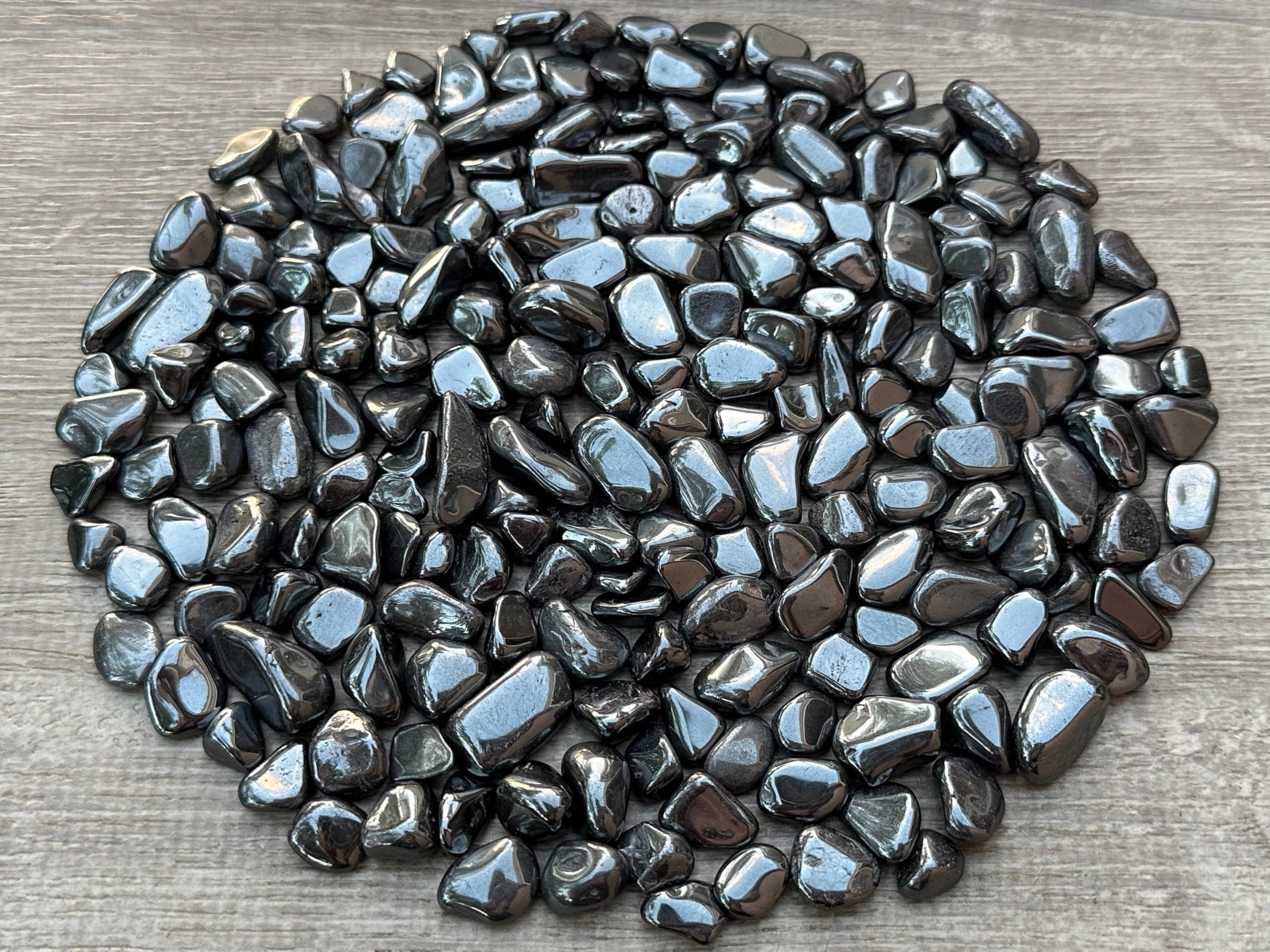 GAF TREASURES 0.5 Pound Natural Semi Tumbled Hematite Gemstone Large Chips, Hematite Crushed Crystal Chip, Undrilled Crystal Chi