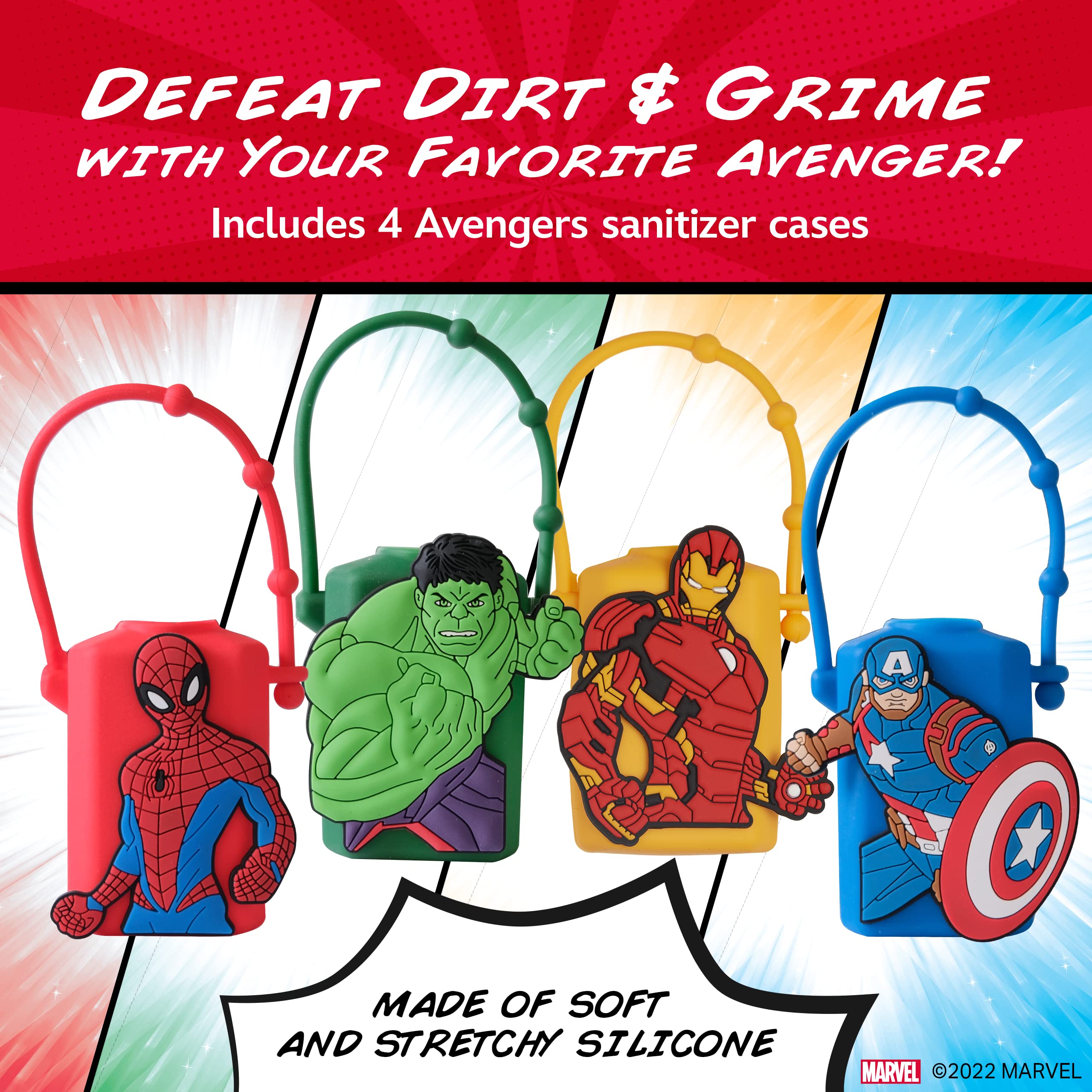 Evergreen Research Disney Store Marvel Hand Sanitizer Holder Set - Pack of 4, Travel Size, Refillable and Portable Sanitizers w/