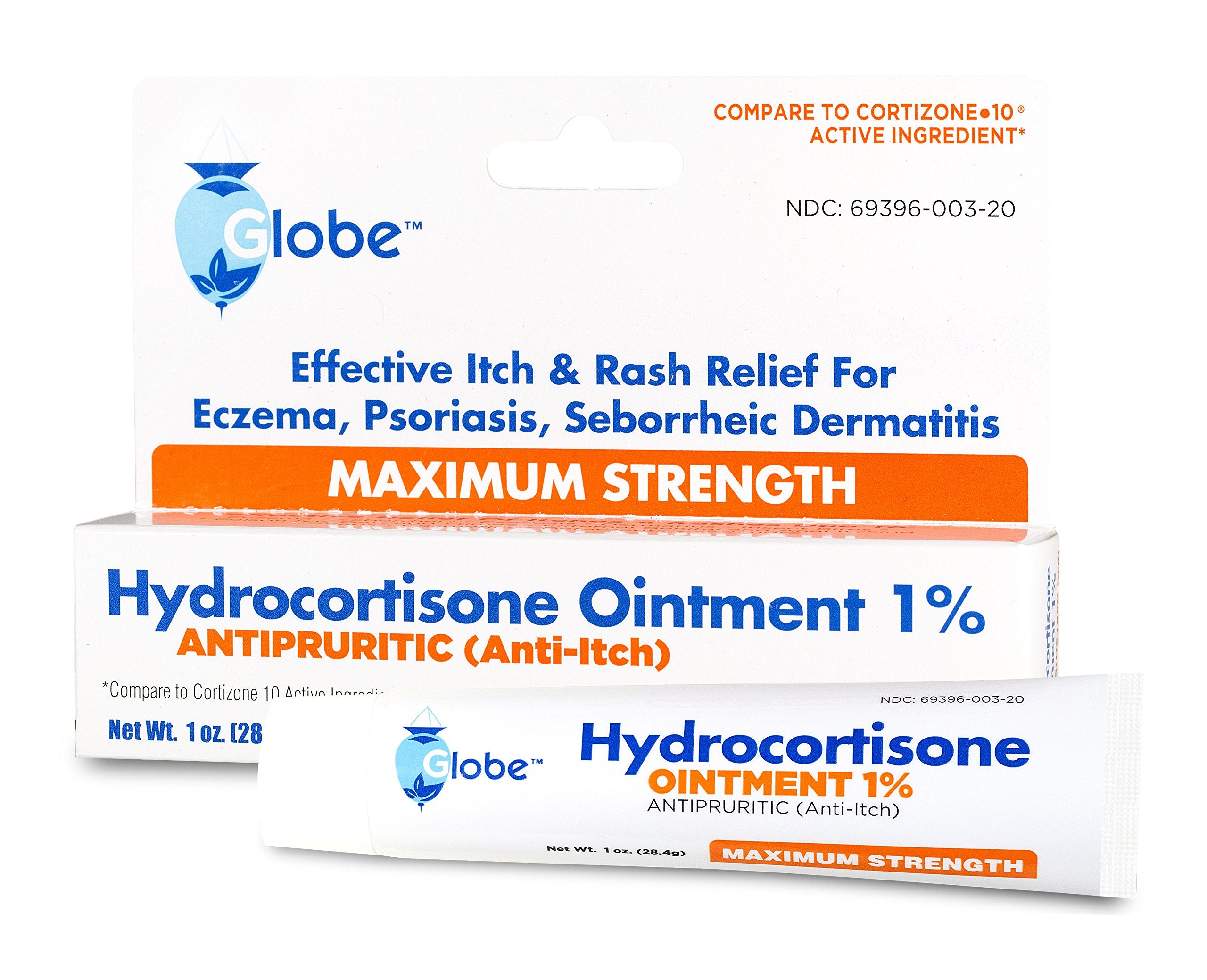 Globe Hydrocortisone Maximum Strength Transparent Ointment 1%,1 oz | Anti-Itch Topical Ointment for Redness, Swelling, Itching, 