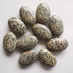 Loveliome Natural Dalmation Jasper Oval Polished Worry Stones, Healing Crystal Indoor Fountain Stones Massage Energy Anxiety Rel