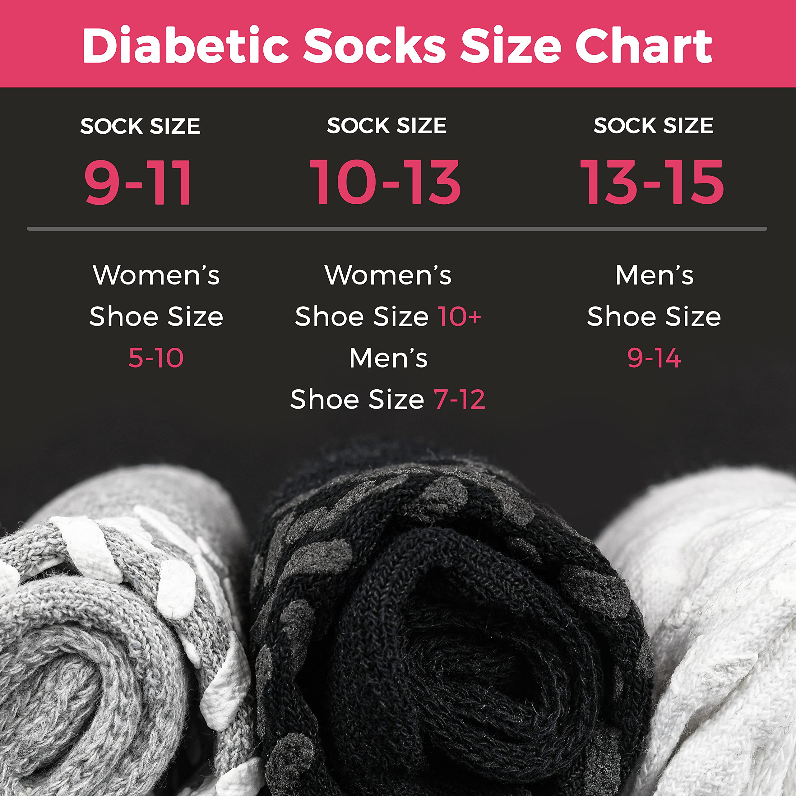 Debra Weitzner 6 Pairs Non-Binding Loose Fit Sock Non-Slip Diabetic Socks for Men and Women