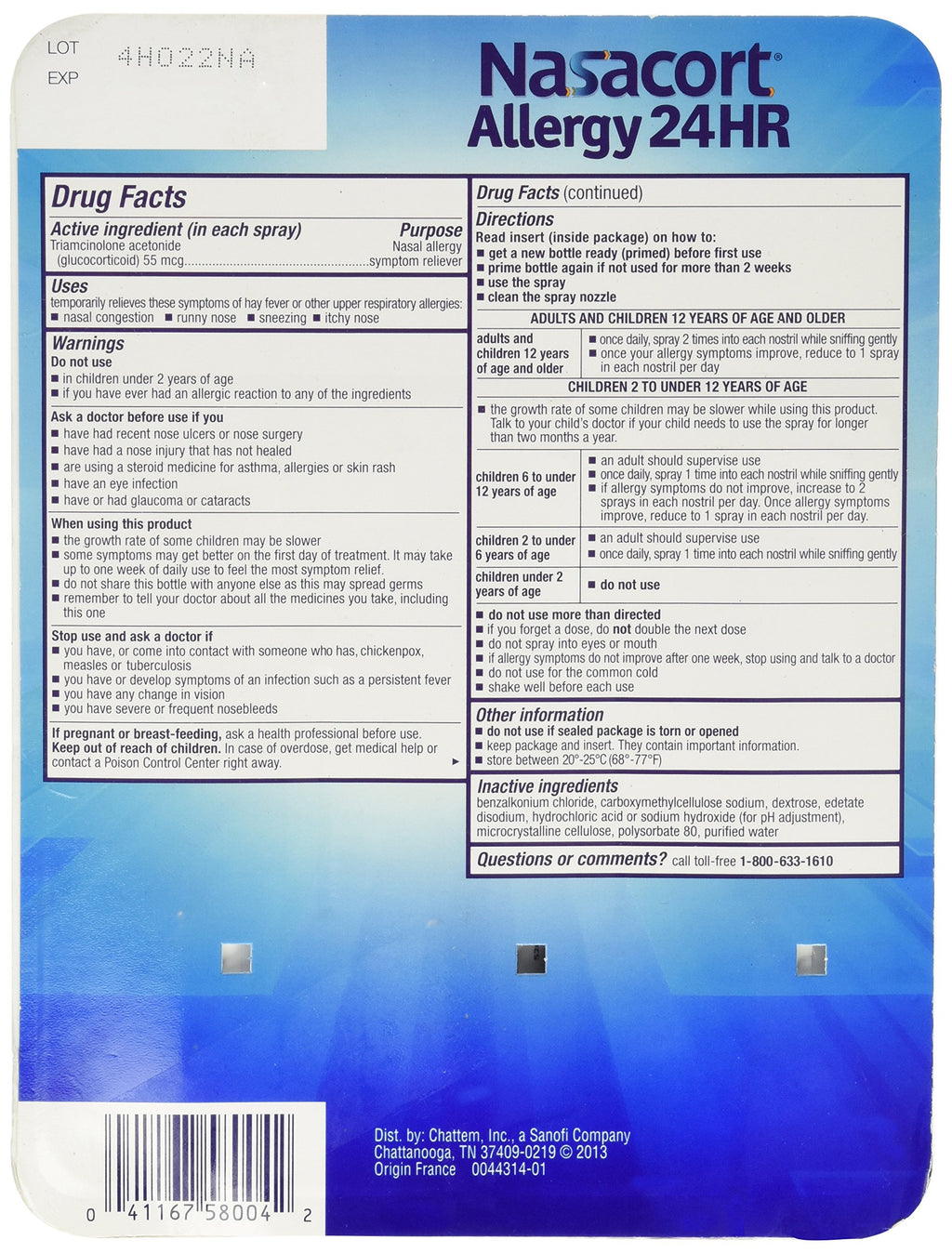 Nasacort Allergy 24hr Non-Drip Nasal Spray (120 sprays, 3 pk..)