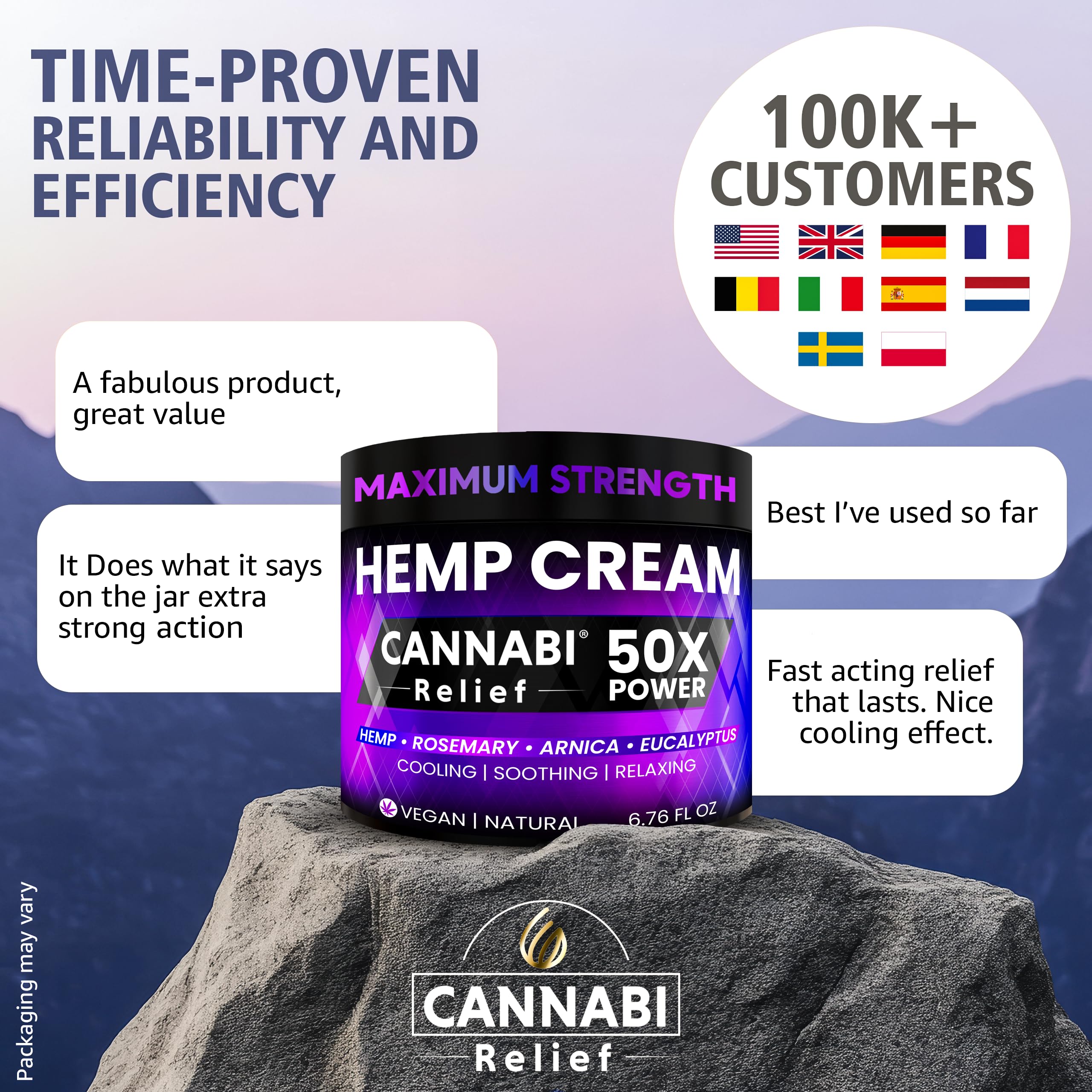 ??nn?b? R?l??f Hemp Cream Maximum Strength 6.76 FL. OZ - Relieve Muscles, Joints, and Back Target Area - 10-in-1 Potent Formula