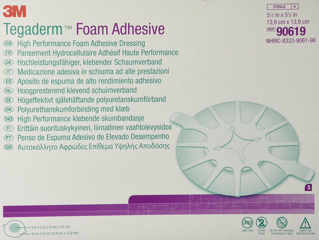 3M Tegaderm High Performance Adhesive Foam Dressing, 5-1/2 Square