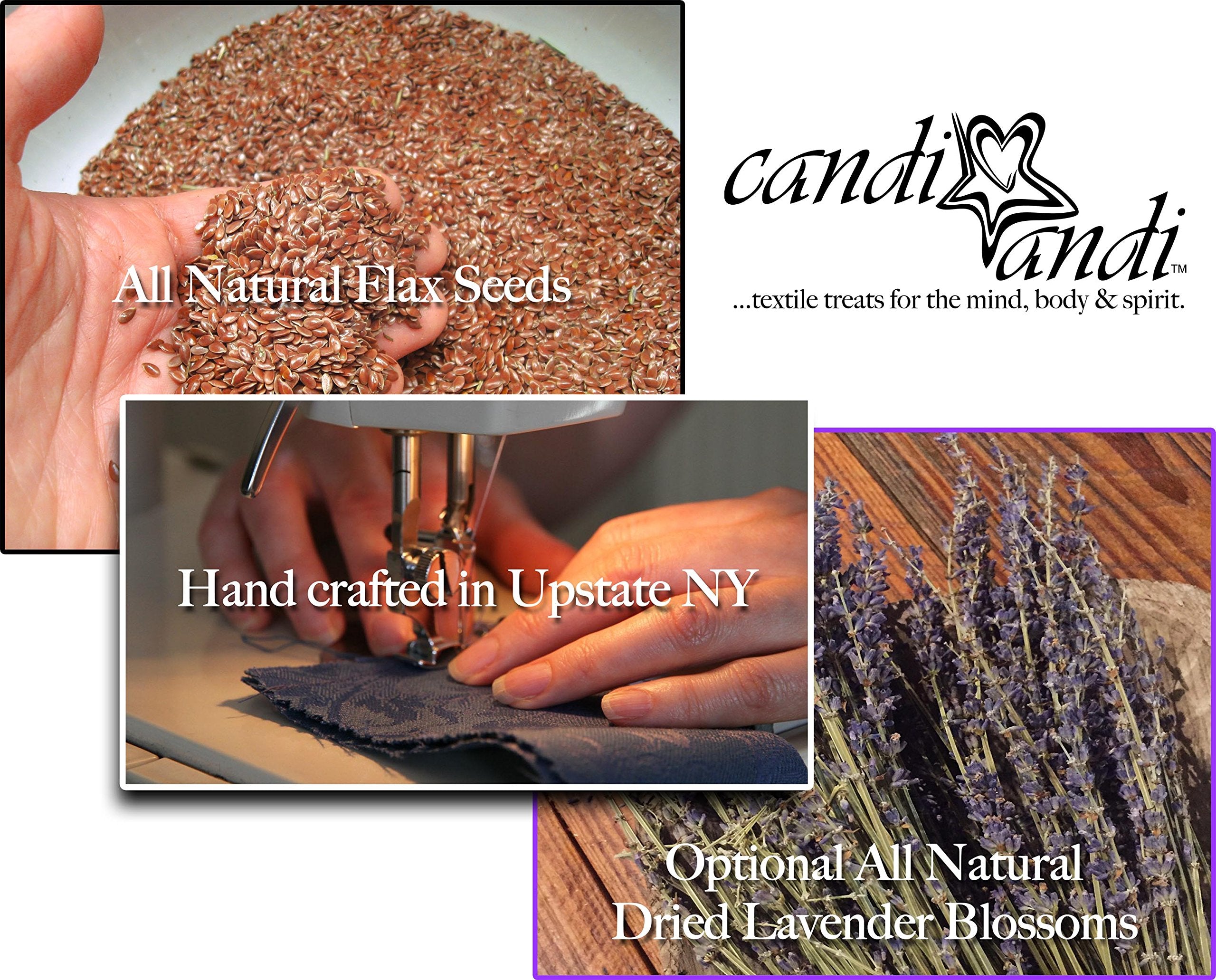 Candi Andi Handmade Luxe Serenity Eye Pillow - All-Natural Flaxseed - Unscented - Weighted Eye Mask for Yoga, Meditation, Hot &