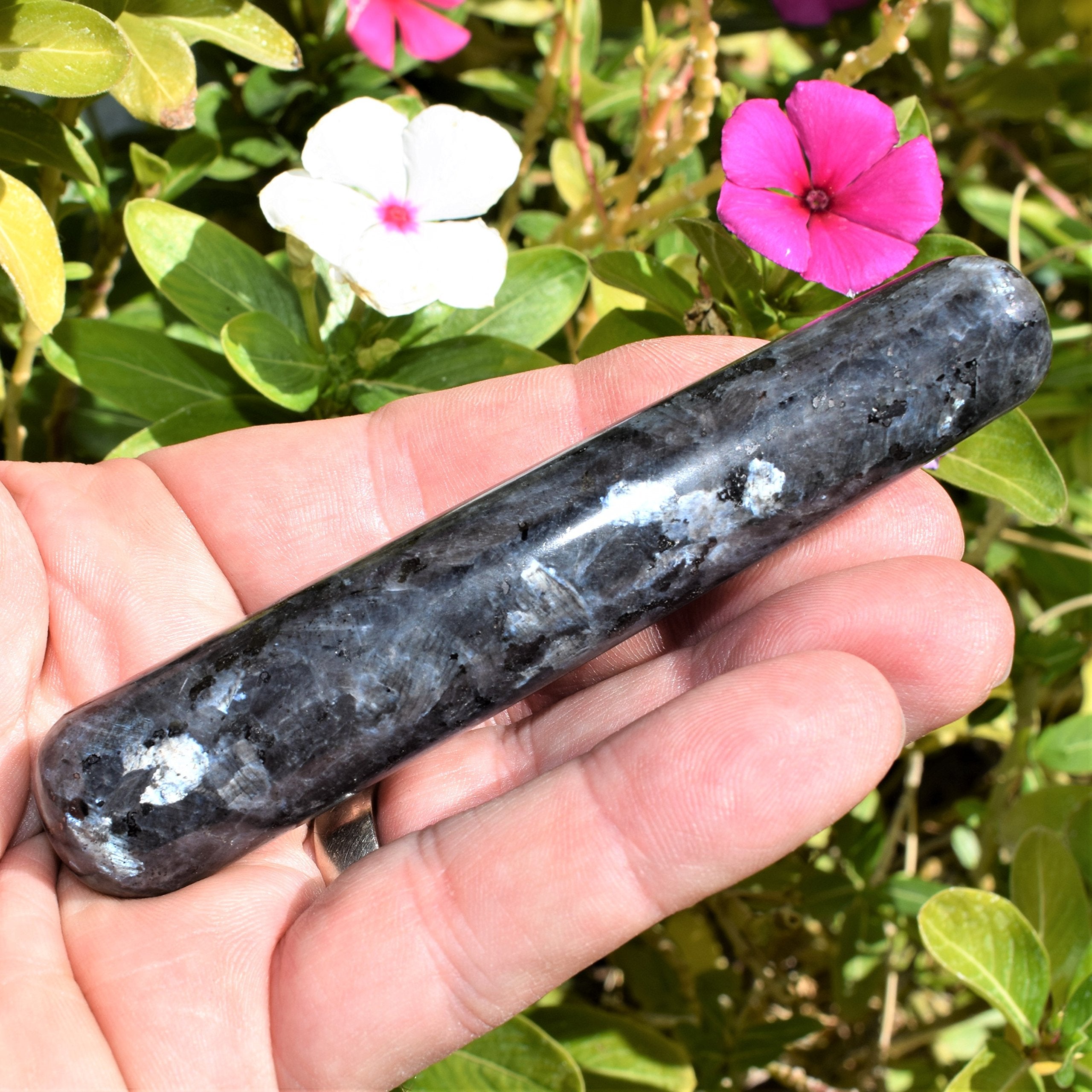 Charged 4 Larvikite Crystal Massage Wand (Very GROUNDING & Protective Reiki Healing Energy)