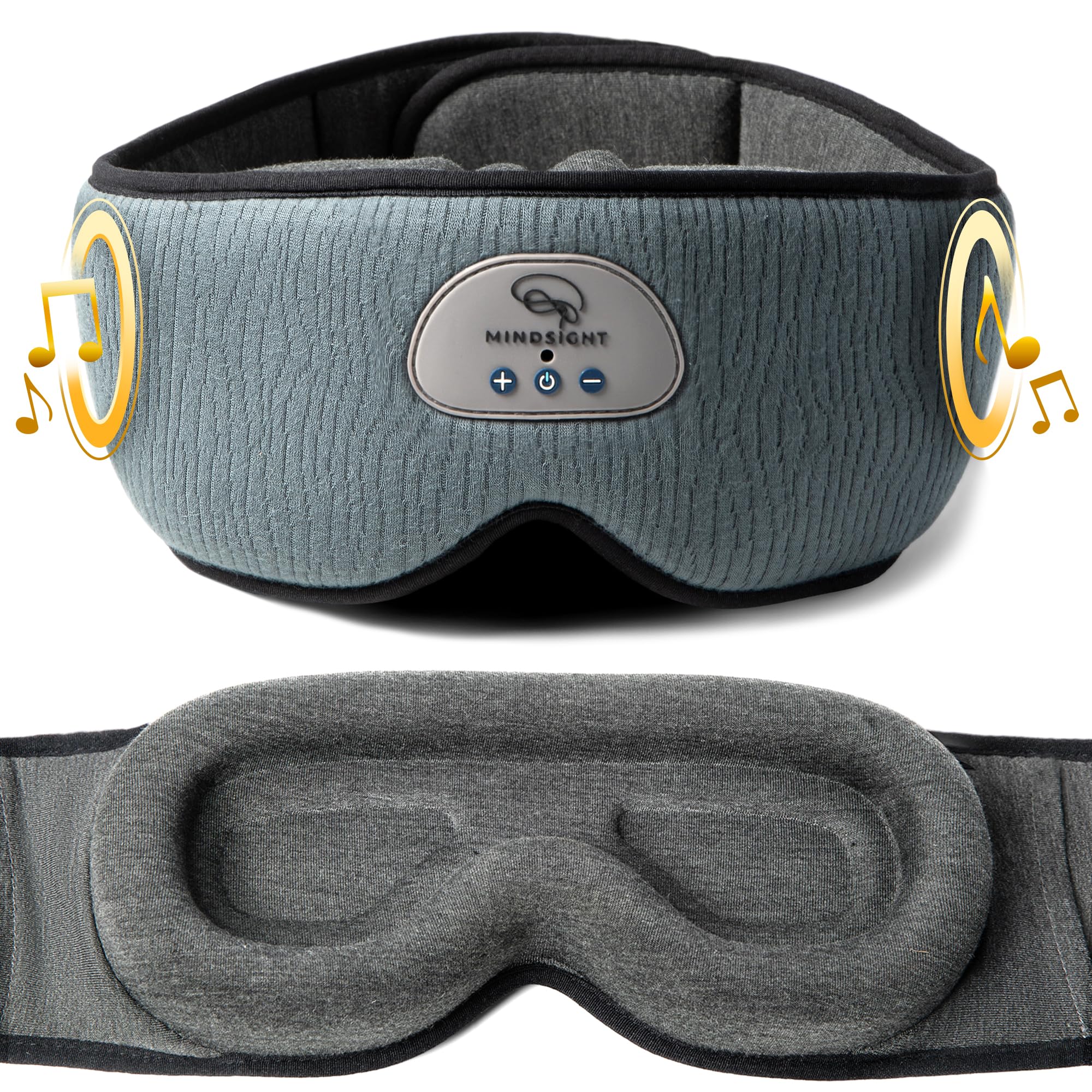 Mindsight DriftBand Sleep Mask with Bluetooth Headphones | Blackout Eye Mask with Memory Foam | Breathable Plush Fabric | Ultra-