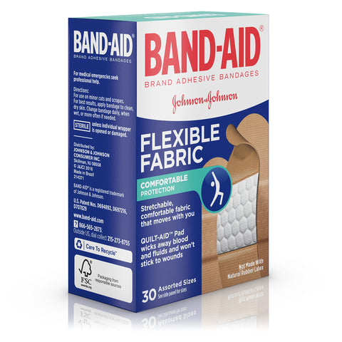 BAND-AID Bandages Flexible Fabric Assorted Sizes 30 Each (Pack of 2)