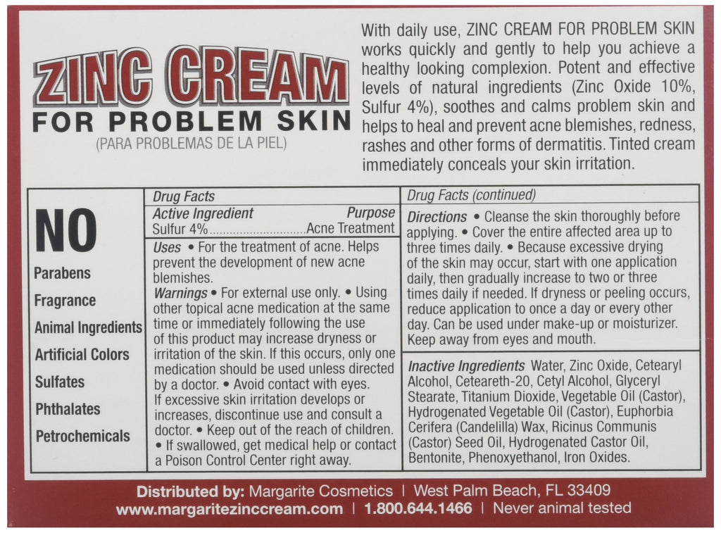 Margarite Cosmetics Zinc Cream 1 oz (Pack of 3)