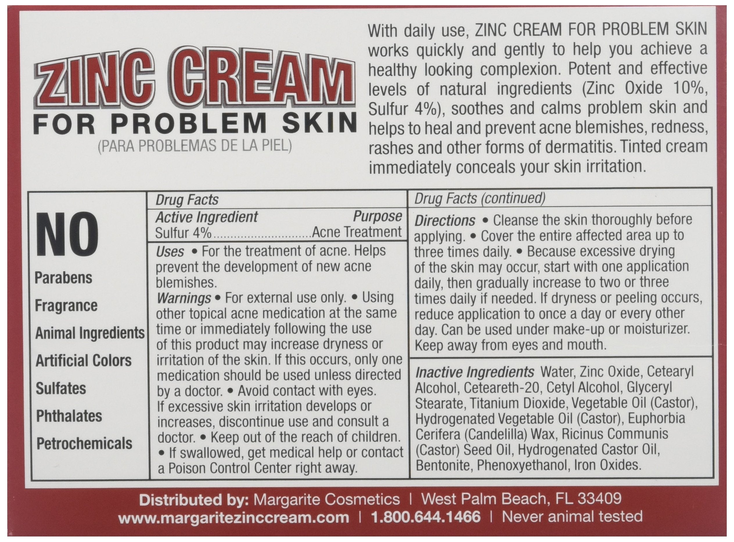 Margarite Cosmetics Zinc Cream 1 oz (Pack of 3)
