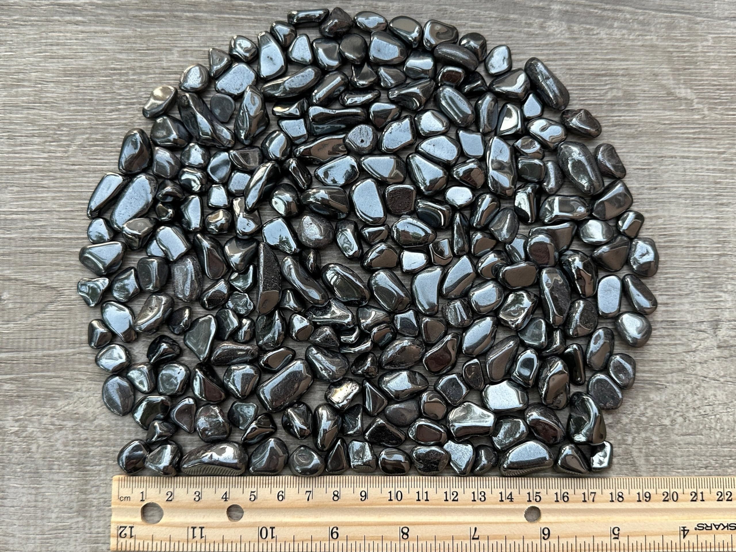 GAF TREASURES 0.5 Pound Natural Semi Tumbled Hematite Gemstone Large Chips, Hematite Crushed Crystal Chip, Undrilled Crystal Chi
