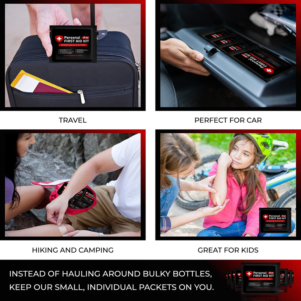 Portable Travel Size First Aid Kit - 10 Pack | Perfect for Home, Office, Car, School, Business, Travel, Hiking, Hunting, and Out