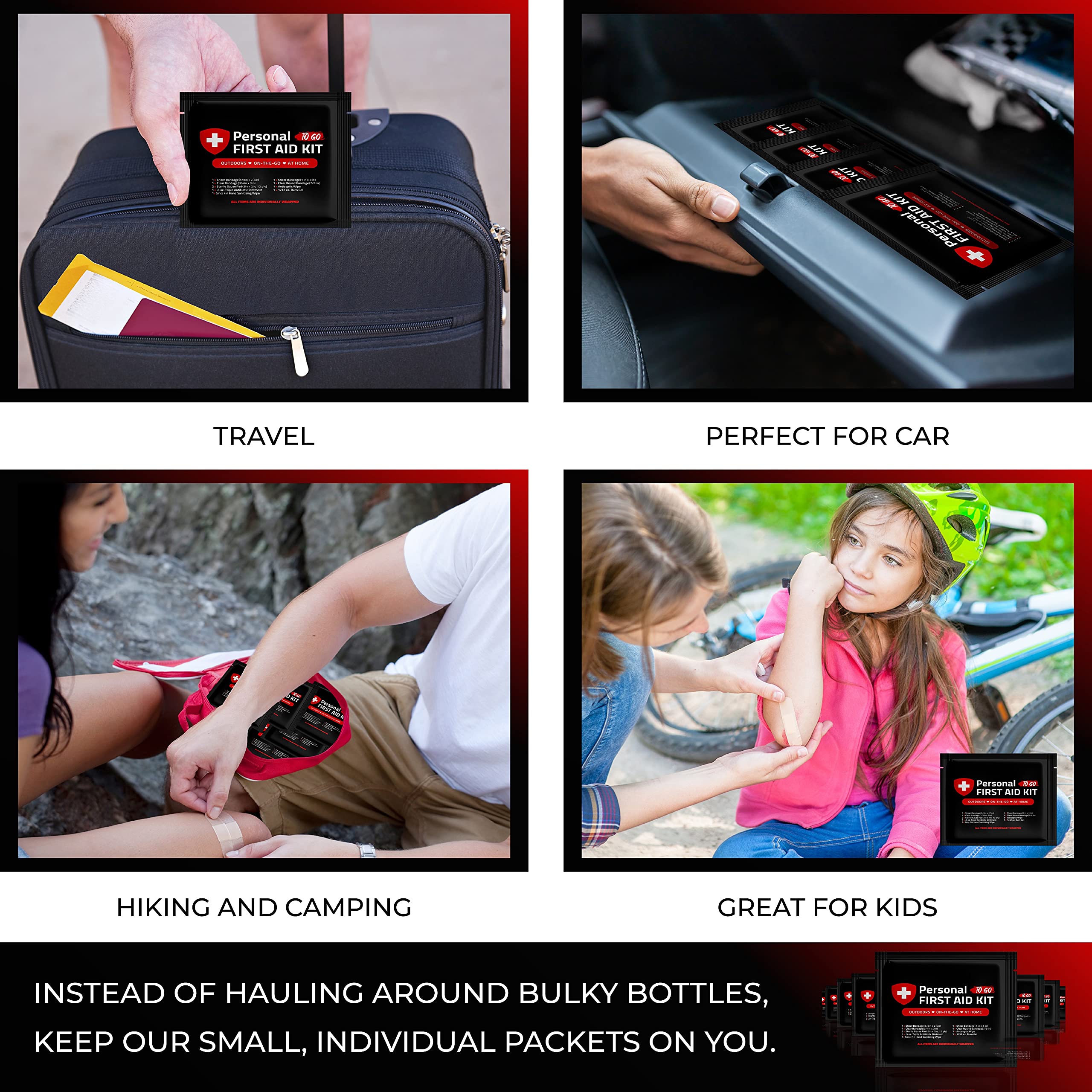 Portable Travel Size First Aid Kit - 10 Pack | Perfect for Home, Office, Car, School, Business, Travel, Hiking, Hunting, and Out