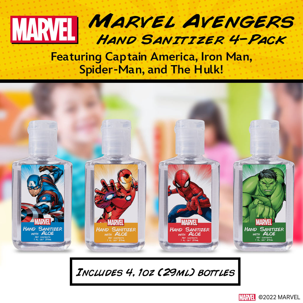 Evergreen Research Disney Store Marvel Hand Sanitizer Holder Set - Pack of 4, Travel Size, Refillable and Portable Sanitizers w/