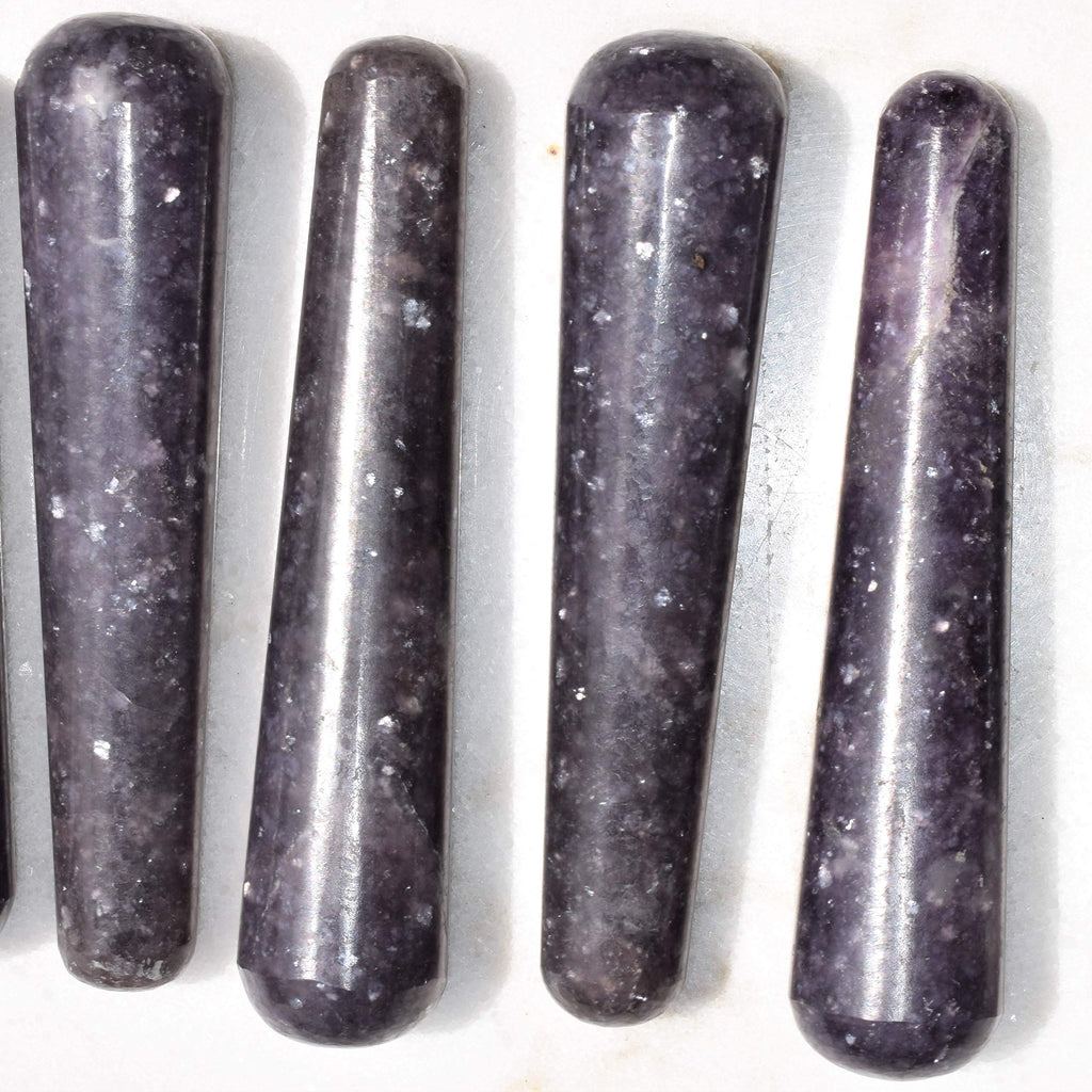 Charged Natural 4.5 Himalayan Dark Lavender (Lilac) Lepidolite Crystal Crystal Massage Wand Reiki Healing Energy