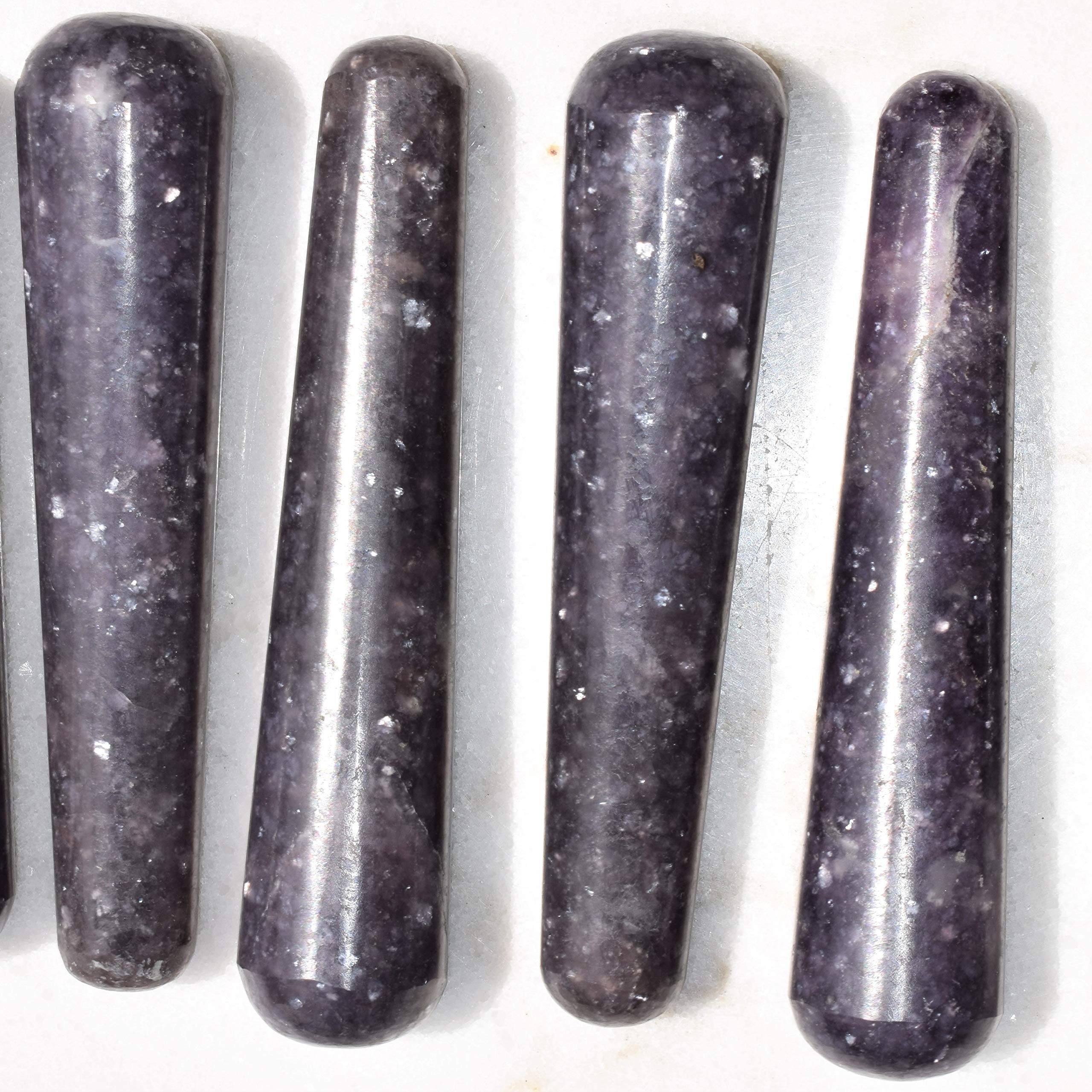 Charged Natural 4.5 Himalayan Dark Lavender (Lilac) Lepidolite Crystal Crystal Massage Wand Reiki Healing Energy