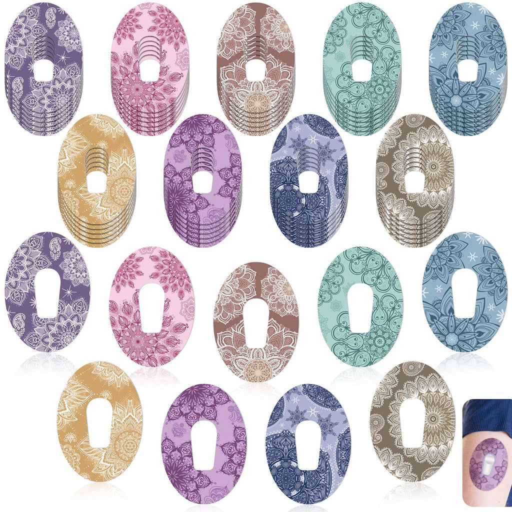 TrelaCo 36 Pcs Adhesive Patches Compatible with G6 Waterproof Overpatches Breathable Colorful Mandala Floral Pre Cut Cover Patch