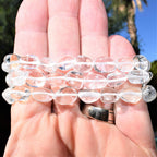 CHARGED Amplifier Clear Quartz Crystal Bracelet Tumble Polished Stretchy + Selenite Heart Charging Crystal Included (AMPLIFY BOD